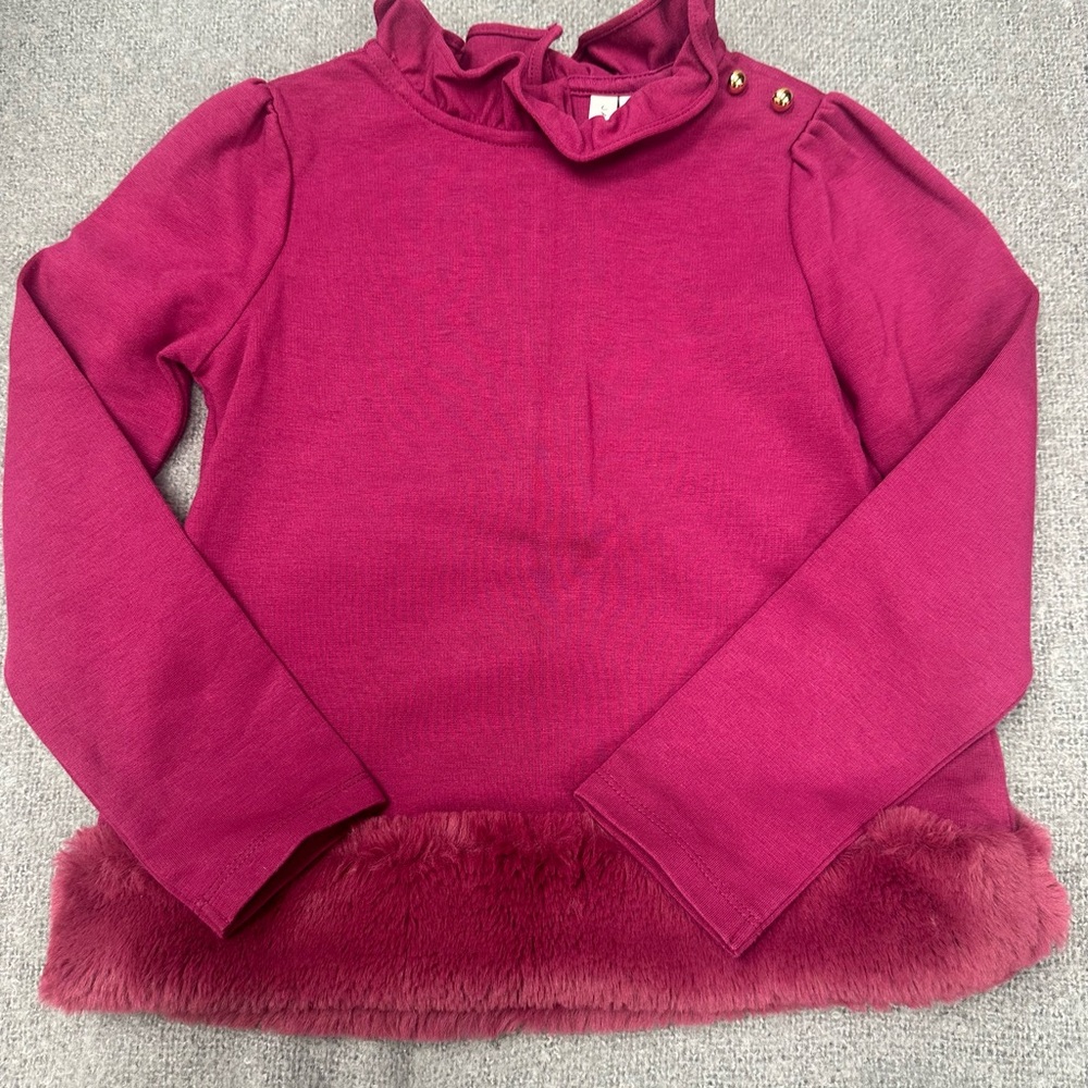 Janie and Jack Pink Ruffled Sweater with Mock Turtleneck
